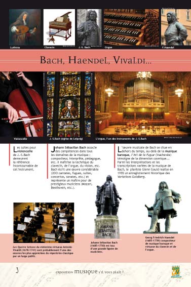 Exposition musique Bach, Haendel, Vivaldi...